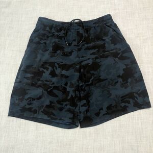 Lululemon Pace Breaker Shorts Men L Black Blue Camo 9" Lined Athletic Training